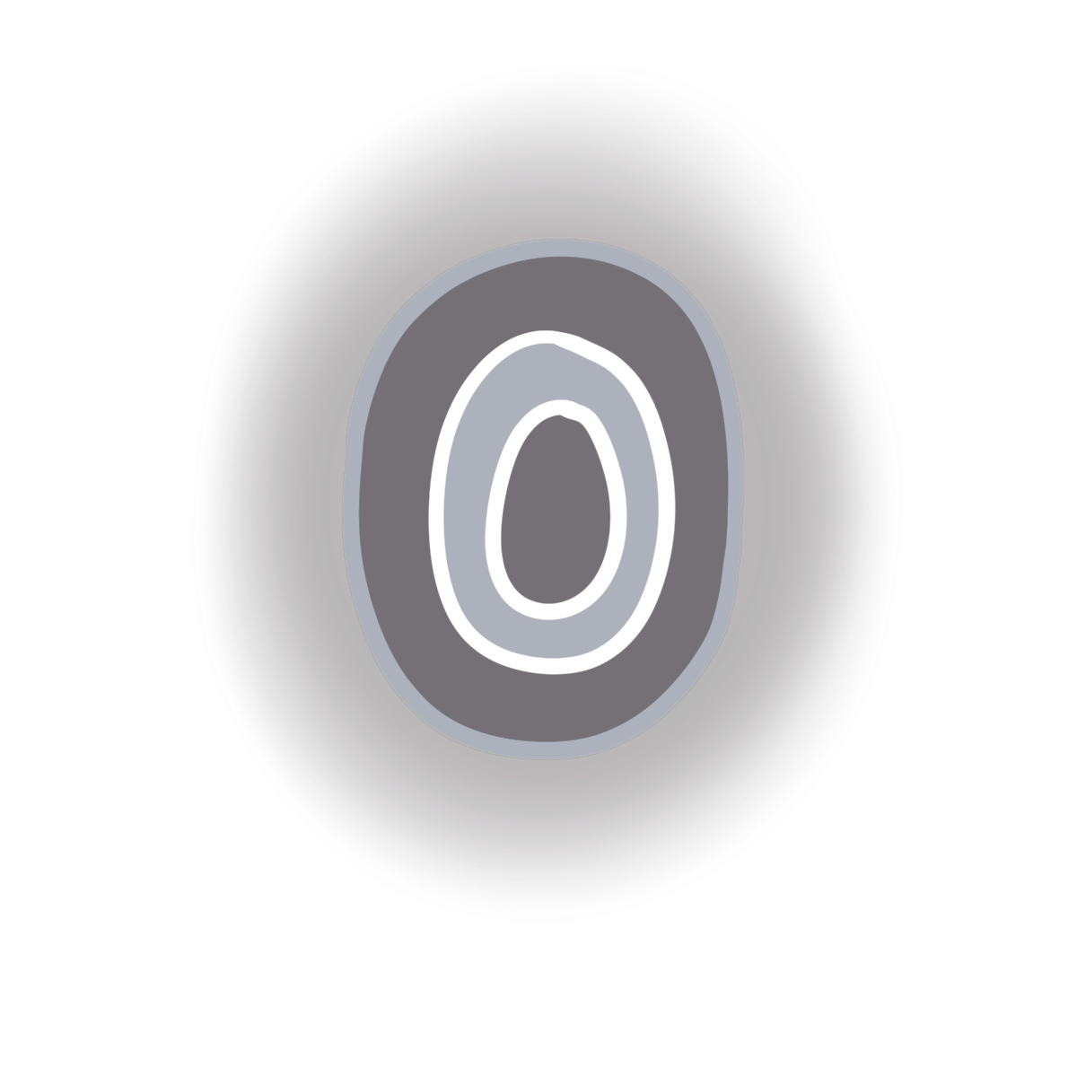 A glowing gray oval with a 0 in the center.